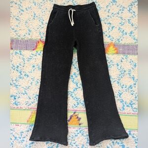 DONNI. waffle roll pant in black